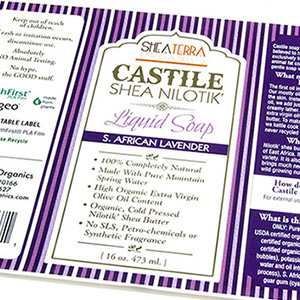 Purple soap labels