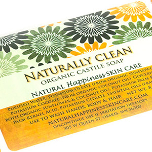 Organic soap label