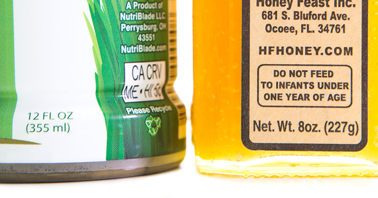 Fluid ounces or net weight on labels