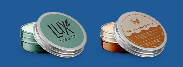 Two Lip Balm Tins with Labels