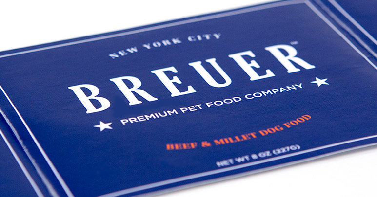 Custom dog food label printed by Consolidated Label